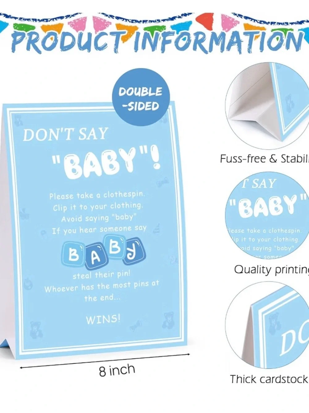 Blue Mini Clothespins for Baby Shower Games - Home Party Supplies with 34 pins